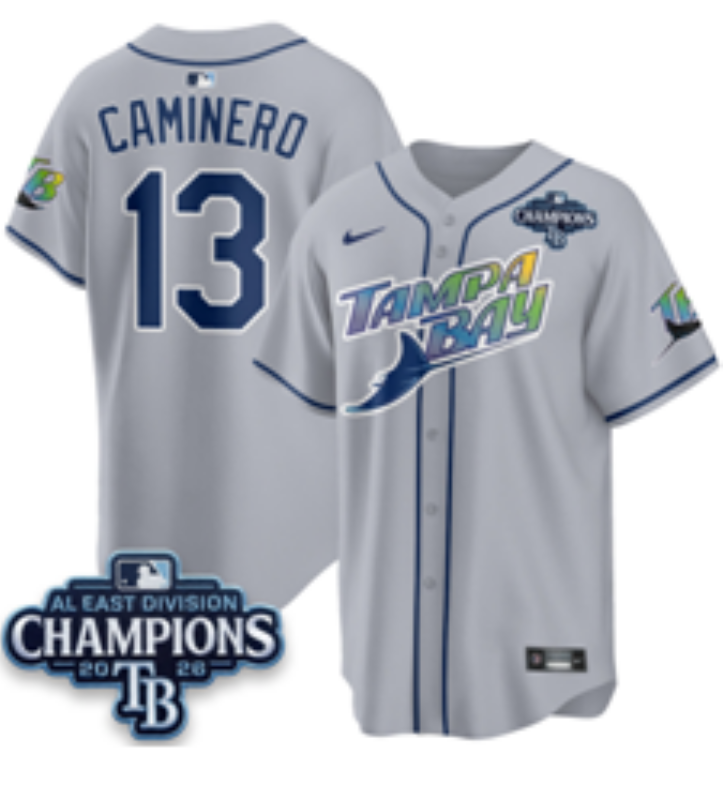 Men 2026 Tampa Bay Rays #13 Caminero grey Game Nike MLB Jersey 10120